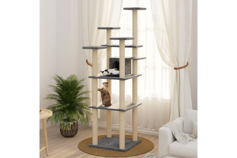 Klösträd med klöspelare i sisal mörkgrå 171 cm - Grå - Sport & fritid - För djuren - Katt - Kattmöbler - Klösträd & klösmöbler