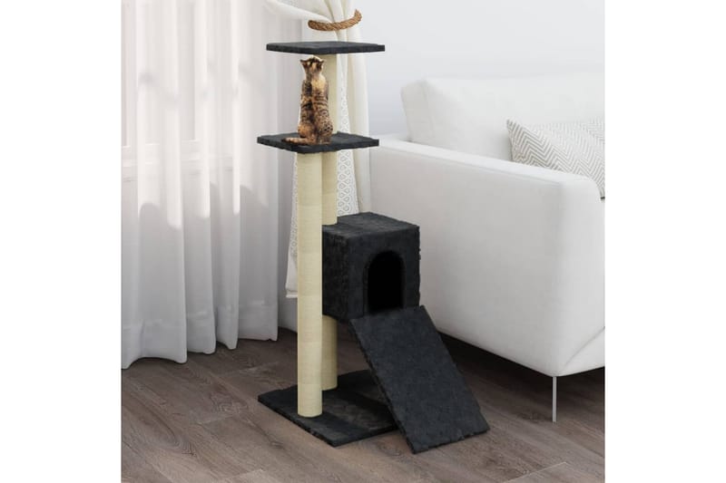 Klösträd med klöspelare i sisal mörkgrå 92 cm - Grå - Sport & fritid - För djuren - Katt - Kattmöbler - Klösträd & klösmöbler