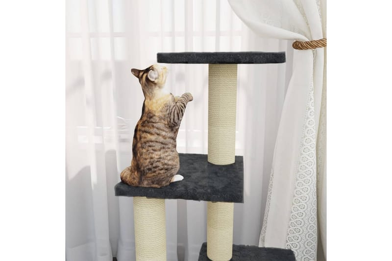 Klösträd med klöspelare i sisal mörkgrå 92 cm - Grå - Sport & fritid - För djuren - Katt - Kattmöbler - Klösträd & klösmöbler