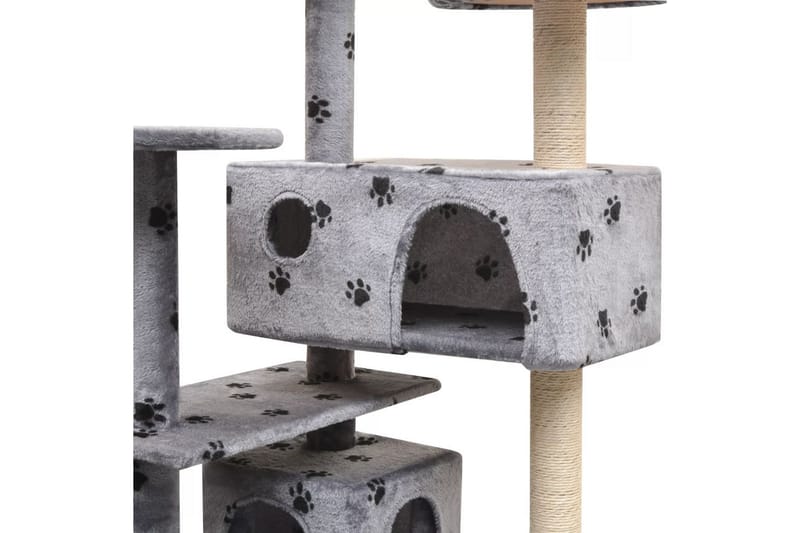 Klösträd med klöspelare i sisal 125 cm tassavtryck grå - Flerfärgad - Kattmöbler