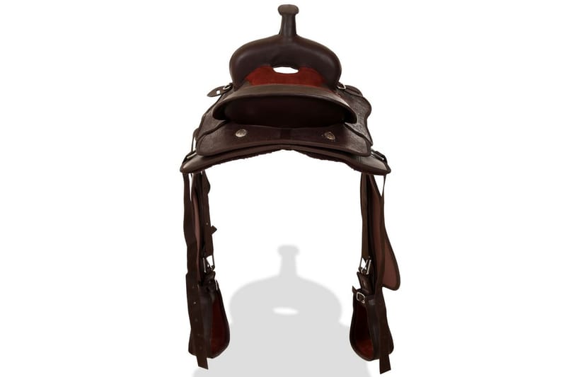 Westernsadel träns&halsband äkta läder 15 brun - Brun - Sport & fritid - För djuren