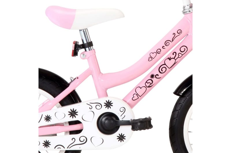 Barncykel med frampakethållare 14 tum vit och rosa - Rosa - Barncykel & juniorcykel