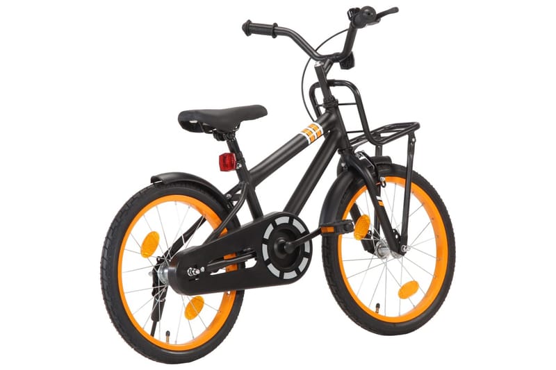 Barncykel med frampakethållare 18 tum svart och orange - Orange - Barncykel & juniorcykel