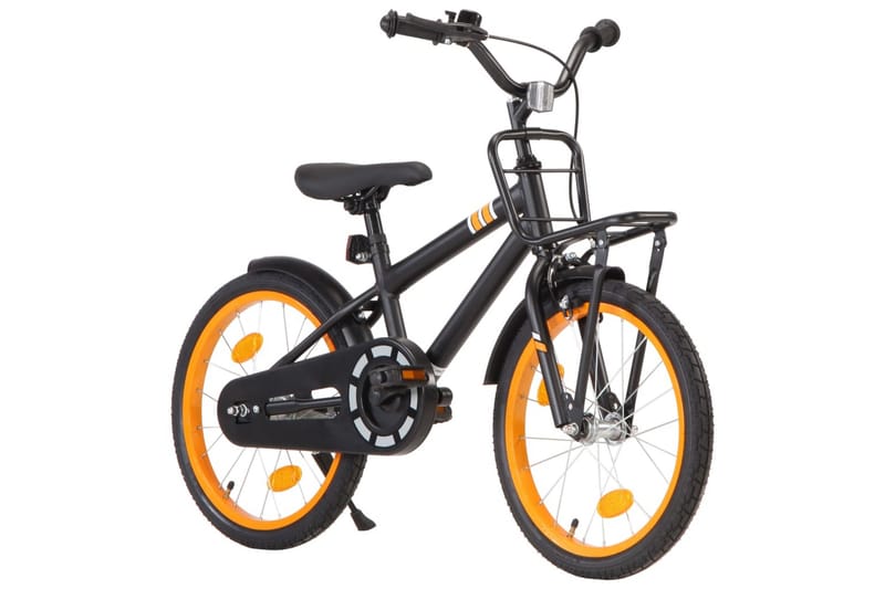 Barncykel med frampakethållare 18 tum svart och orange - Orange - Barncykel & juniorcykel