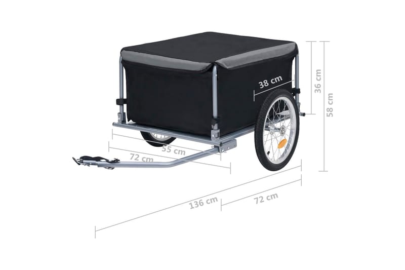 Cykelvagn svart och grå 65 kg - Grå - Sport & fritid - Friluftsliv - Cyklar