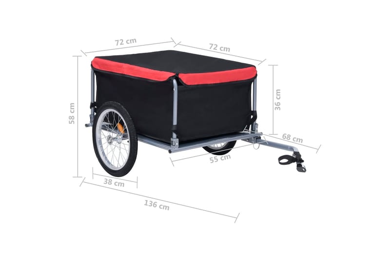 Cykelvagn svart och röd 65 kg - Röd - Sport & fritid - Friluftsliv - Cyklar