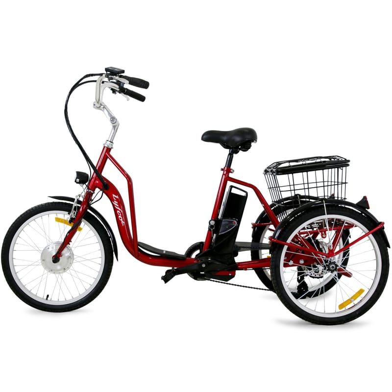 Trehjulig elcykel | 6 växlar Shimano | 250W 10,4Ah | Metallic röd - Sport & fritid - Friluftsliv - Cyklar - Elcykel
