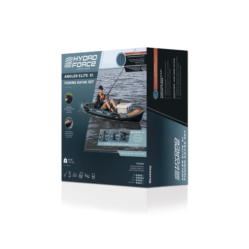 HydroForce Angler Elite Fiskekajak 380×99 cm |  Fish ruler, ripstop & komplett set | Bestway (65197) - Sport & fritid - Friluftsliv - Kanot & kajak