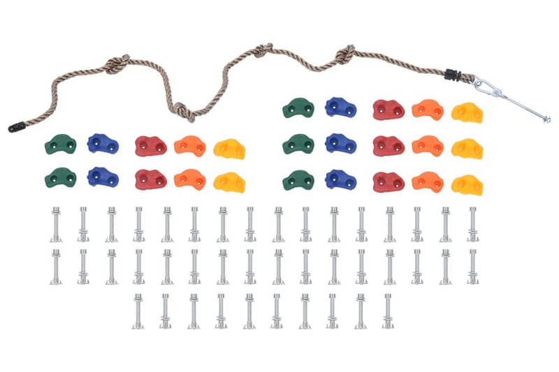 Klätterstenar med rep 25 delar flerfärgad - Klättring - Tillbehör klättring