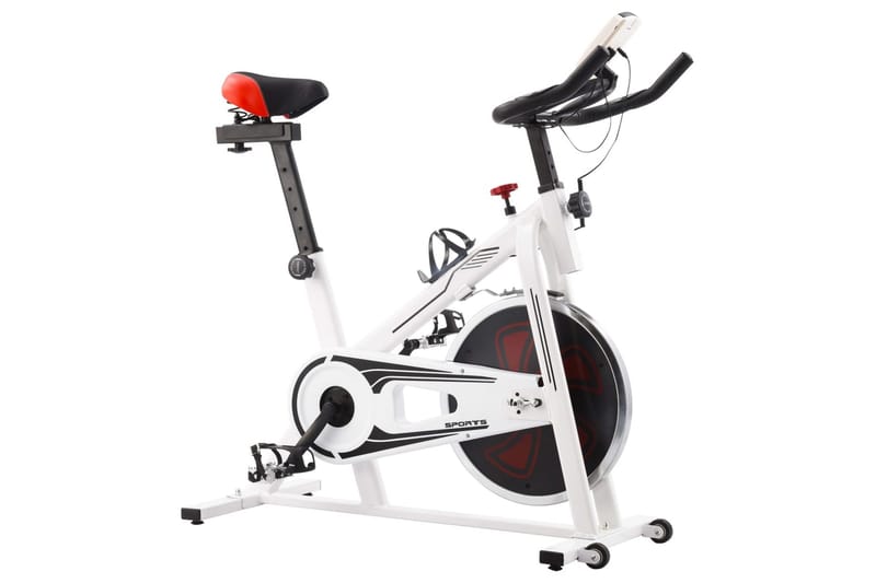 Motionscykel med pulsmätare vit och röd - Flerfärgad - Motionscykel & spinningcykel