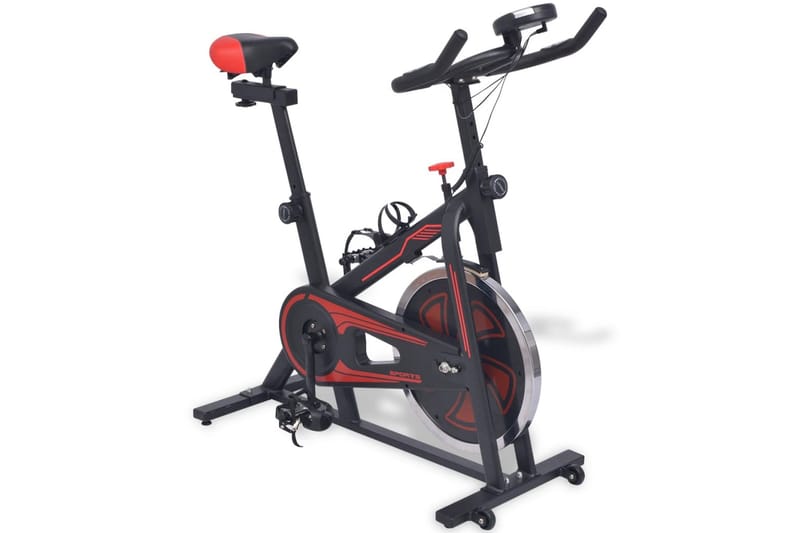 Motionscykel med pulsmätare svart och röd - Flerfärgad - Motionscykel & spinningcykel