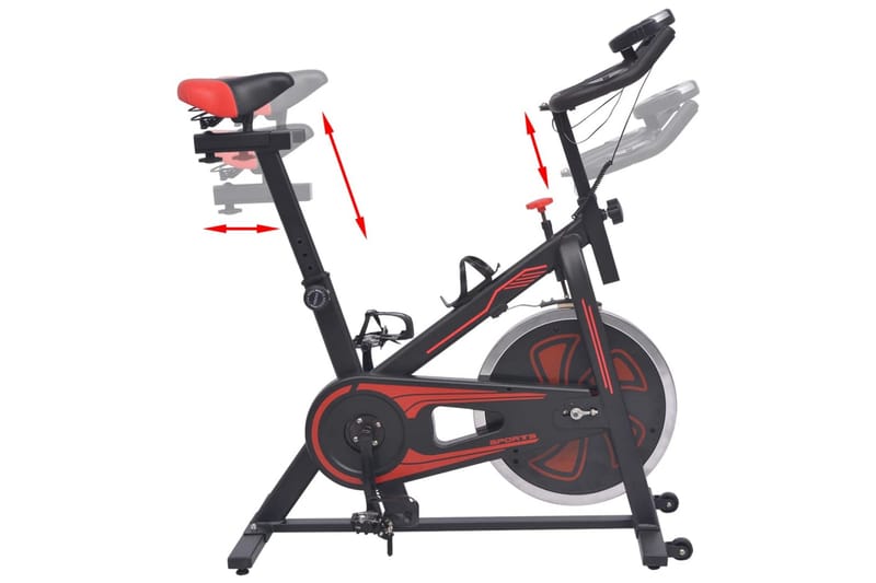Motionscykel med pulsmätare svart och röd - Flerfärgad - Motionscykel & spinningcykel
