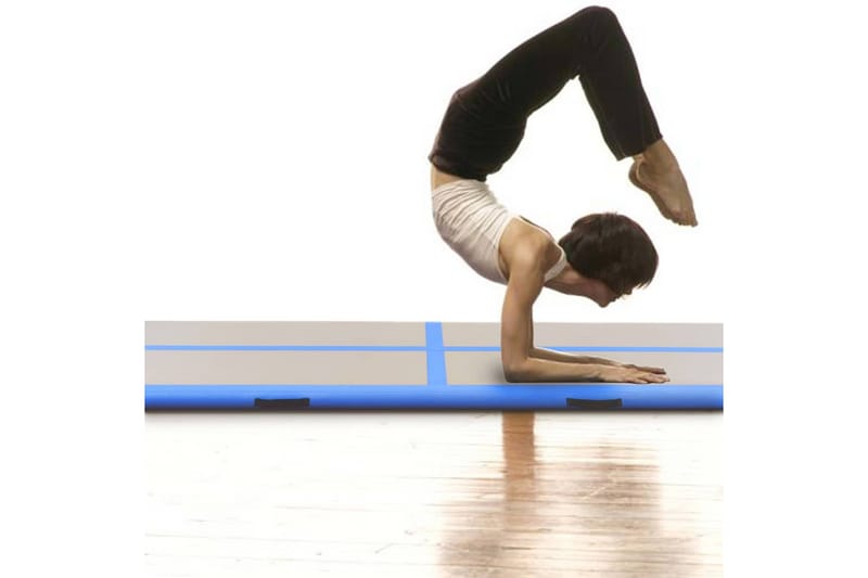 Uppblåsbar gymnastikmatta med pump 400x100x10 cm PVC blå - Blå - Gymnastikmatta & Airtrack