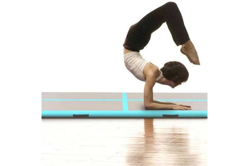 Uppblåsbar gymnastikmatta med pump 600x100x10 cm PVC grön - Grön - Gymnastikmatta & Airtrack