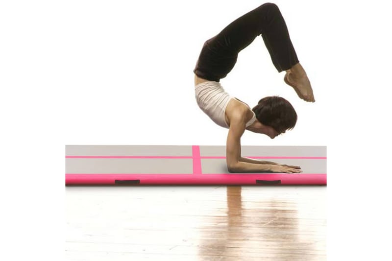 Uppblåsbar gymnastikmatta med pump 400x100x10 cm PVC rosa - Rosa - Gymnastikmatta & Airtrack
