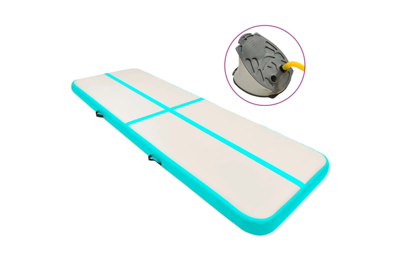Uppblåsbar gymnastikmatta med pump 500x100x20 cm PVC grön - Grön - Sport & fritid - Hemmagym - Träningsredskap - Gymnastikmatta & Airtrack