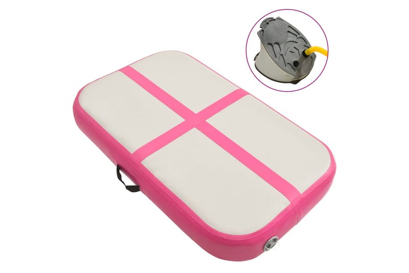 Uppblåsbar gymnastikmatta med pump 60x100x20 cm PVC rosa - Rosa - Sport & fritid - Hemmagym - Träningsredskap - Gymnastikmatta & Airtrack