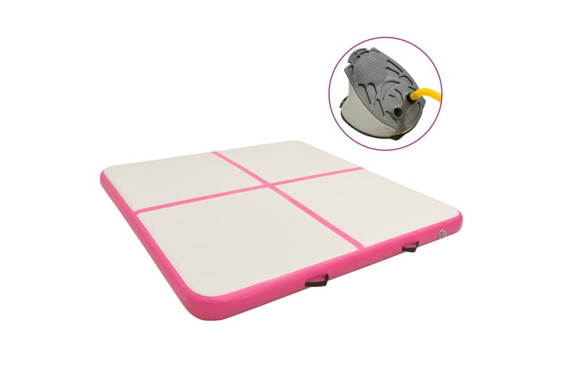 Uppblåsbar gymnastikmatta med pump 200x200x20 cm PVC rosa - Rosa - Sport & fritid - Hemmagym - Träningsredskap - Gymnastikmatta & Airtrack