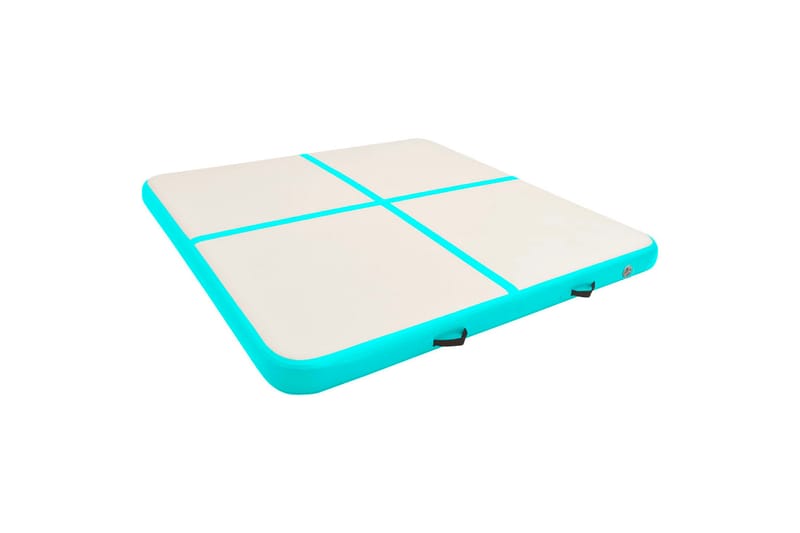 Uppblåsbar gymnastikmatta med pump 200x200x10 cm PVC grön - Grön - Sport & fritid - Hemmagym - Träningsredskap - Gymnastikmatta & Airtrack