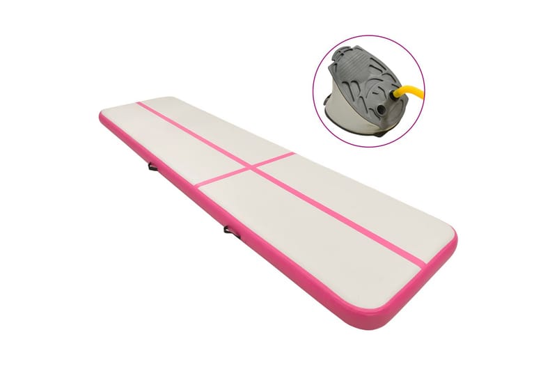 Uppblåsbar gymnastikmatta med pump 600x100x15 cm PVC rosa - Rosa - Sport & fritid - Hemmagym - Träningsredskap - Gymnastikmatta & Airtrack