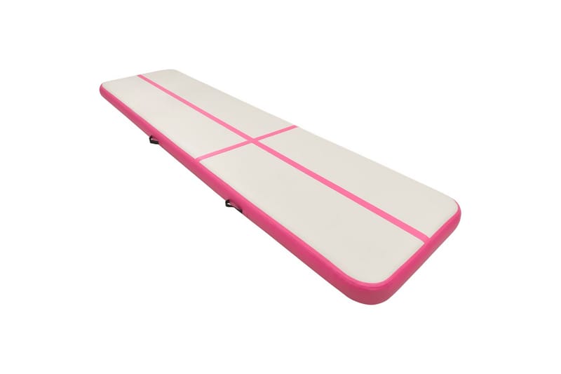 Uppblåsbar gymnastikmatta med pump 800x100x15 cm PVC rosa - Rosa - Gymnastikmatta & Airtrack