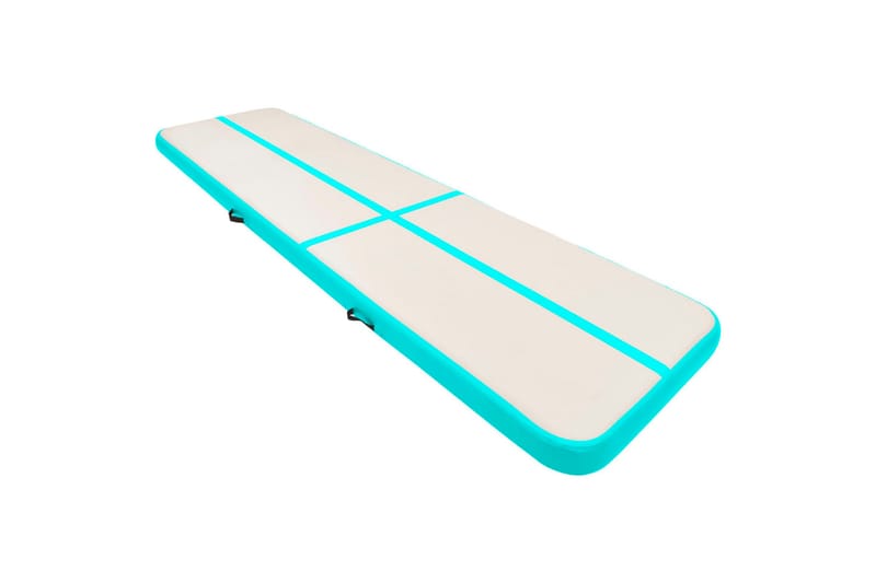 Uppblåsbar gymnastikmatta med pump 600x100x15 cm PVC grön - Grön - Sport & fritid - Hemmagym - Träningsredskap - Gymnastikmatta & Airtrack