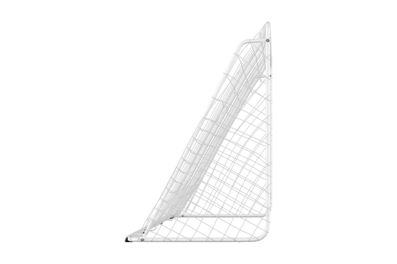 Fotbollsmål med nät vit 366x122x182 cm stål - Vit - Utomhusspel