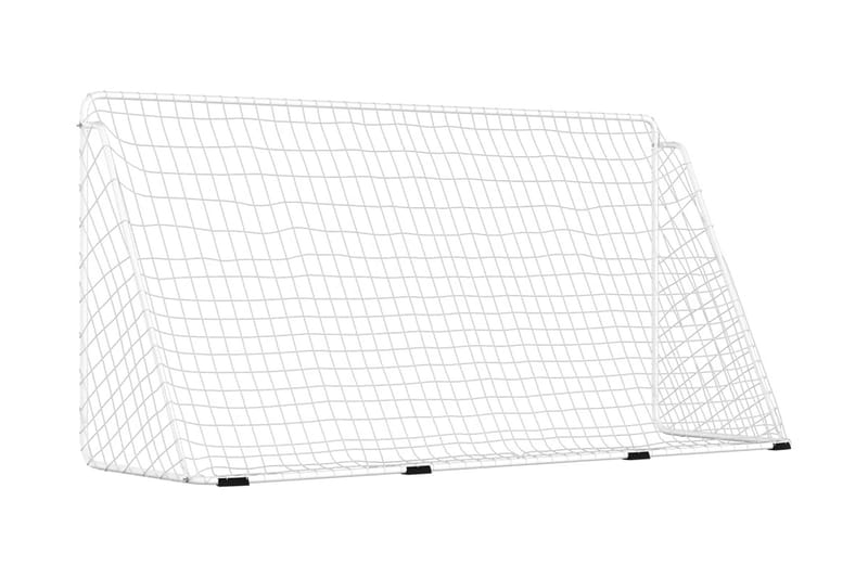Fotbollsmål med nät vit 366x122x182 cm stål - Vit - Utomhusspel