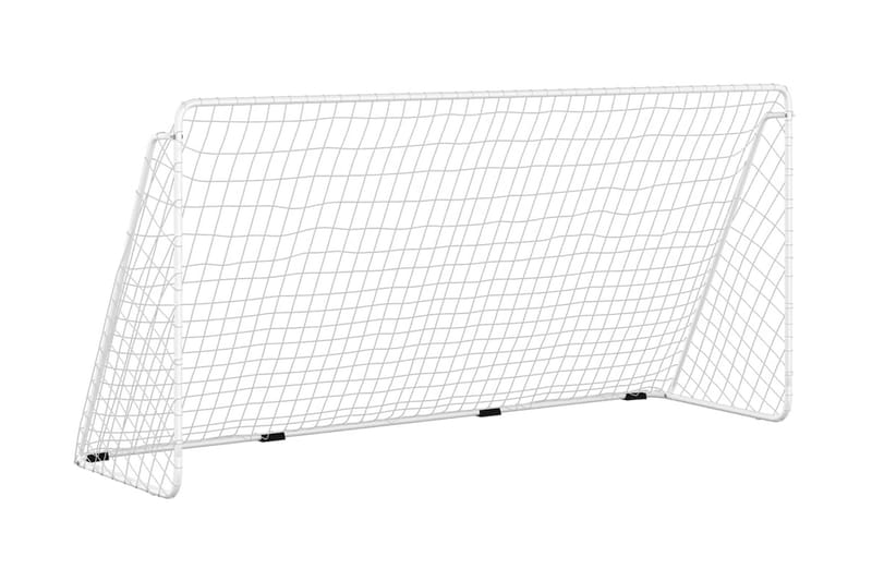 Fotbollsmål med nät vit 366x122x182 cm stål - Vit - Utomhusspel