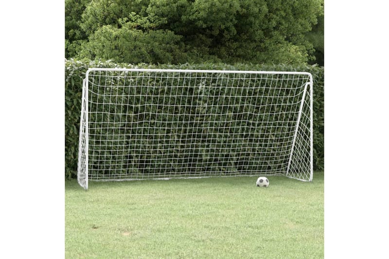 Fotbollsmål med nät vit 366x122x182 cm stål - Vit - Sport & fritid - Lek & sport - Utomhusspel