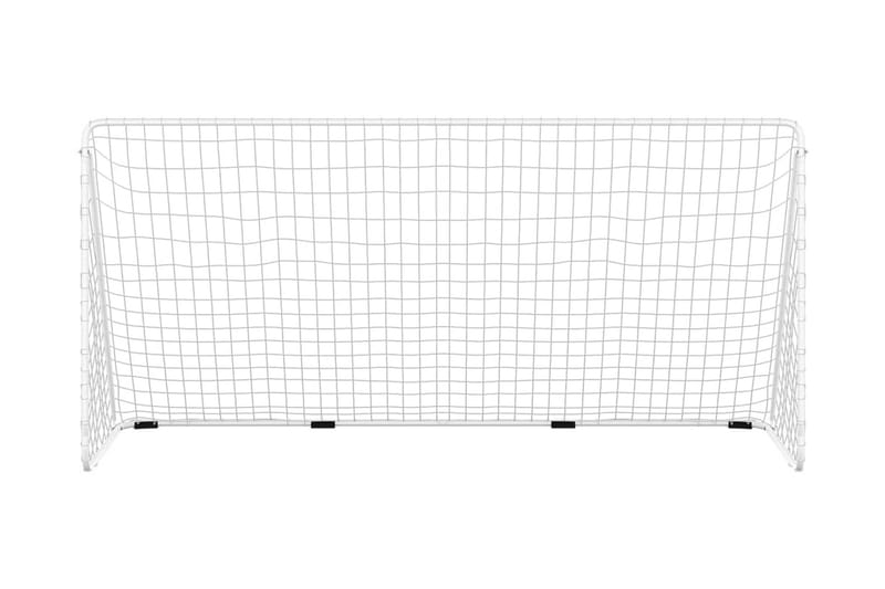 Fotbollsmål med nät vit 366x122x182 cm stål - Vit - Sport & fritid - Lek & sport - Utomhusspel