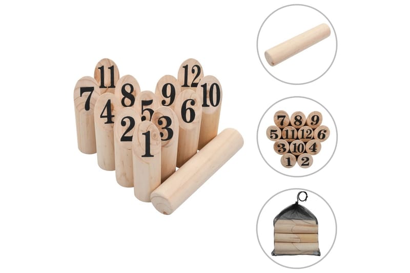 Nummerkubb set trä - Brun - Sport & fritid - Lek & sport - Lekplats & lekplatsutrustning