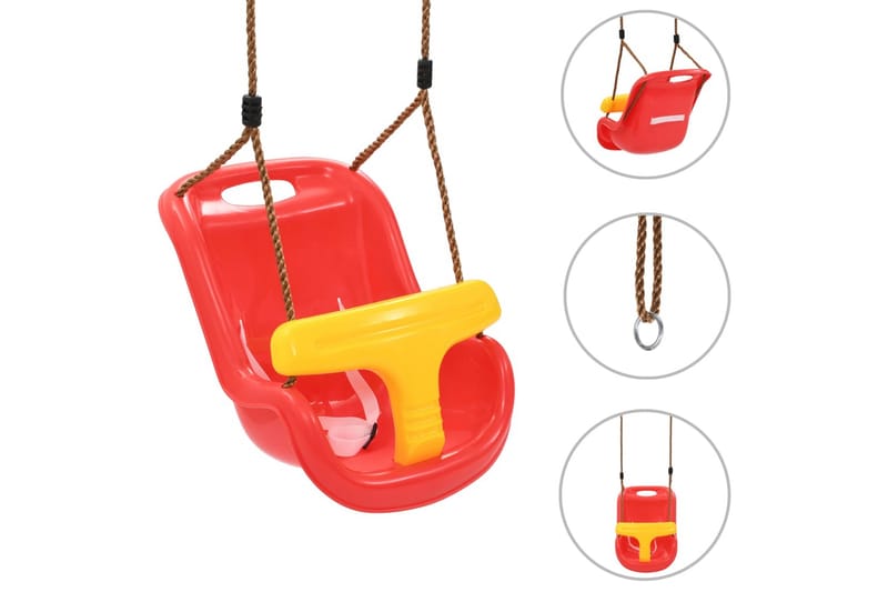 Barngungor 2 st med säkerhetsbälte PP röd - Röd - Lekplats & lekplatsutrustning - Gunga & gungställning
