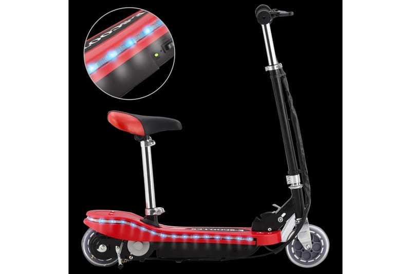 Elektrisk sparkcykel med sits och LED 120 W röd - Röd - Lekfordon & hobbyfordon - Lekplats & lekplatsutrustning - Sparkcykel