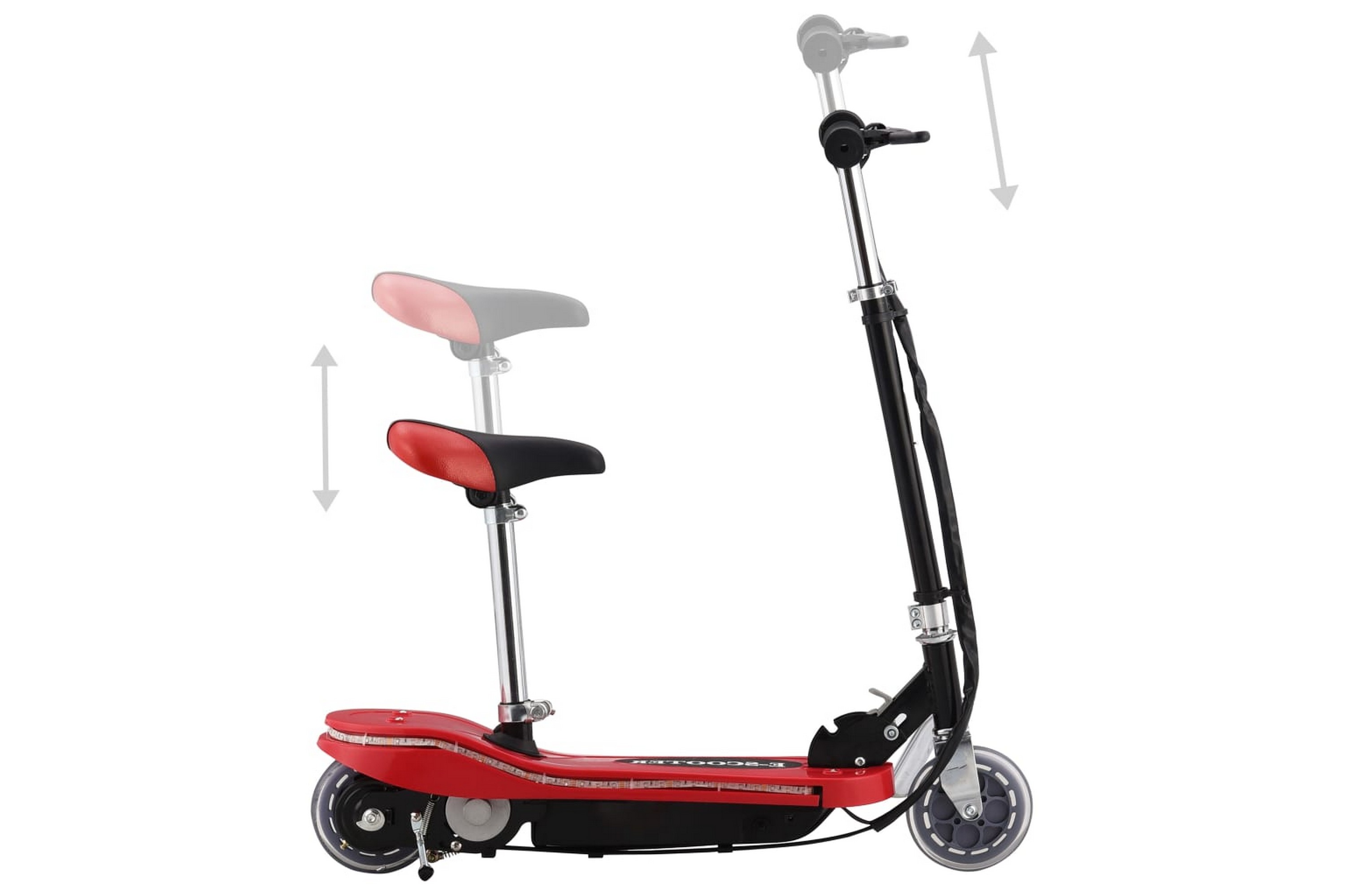 Elektrisk sparkcykel med sits och LED 120 W röd - Röd 91961