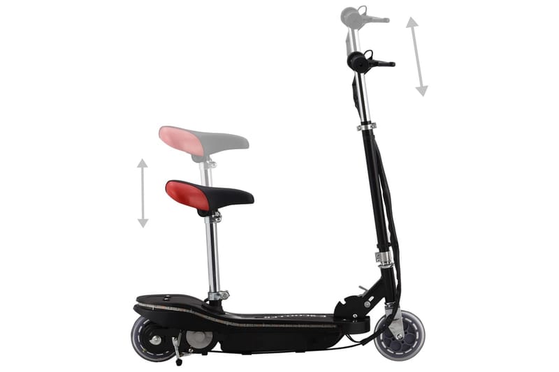Elektrisk sparkcykel med sits och LED 120 W svart - Svart - Lekplats & lekplatsutrustning - Lekfordon & hobbyfordon - El scooter & el sparkcykel