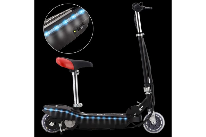 Elektrisk sparkcykel med sits och LED 120 W svart - Svart - Lekplats & lekplatsutrustning - El scooter & el sparkcykel - Lekfordon & hobbyfordon