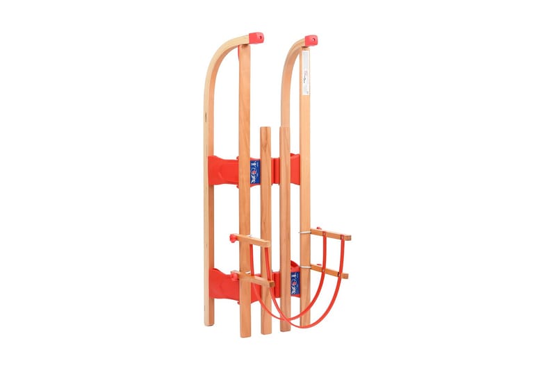 Hopfällbar kälke med ryggstöd 119 cm trä - Röd - Lekplats & lekplatsutrustning