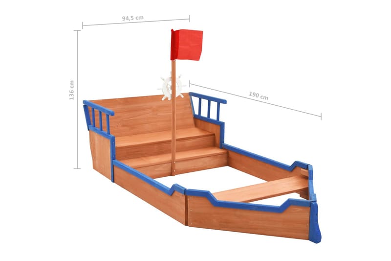 Sandlåda piratskepp furu 190x94,5x101 cm - Flerfärgad - Sport & fritid - Lek & sport - Lekplats & lekplatsutrustning