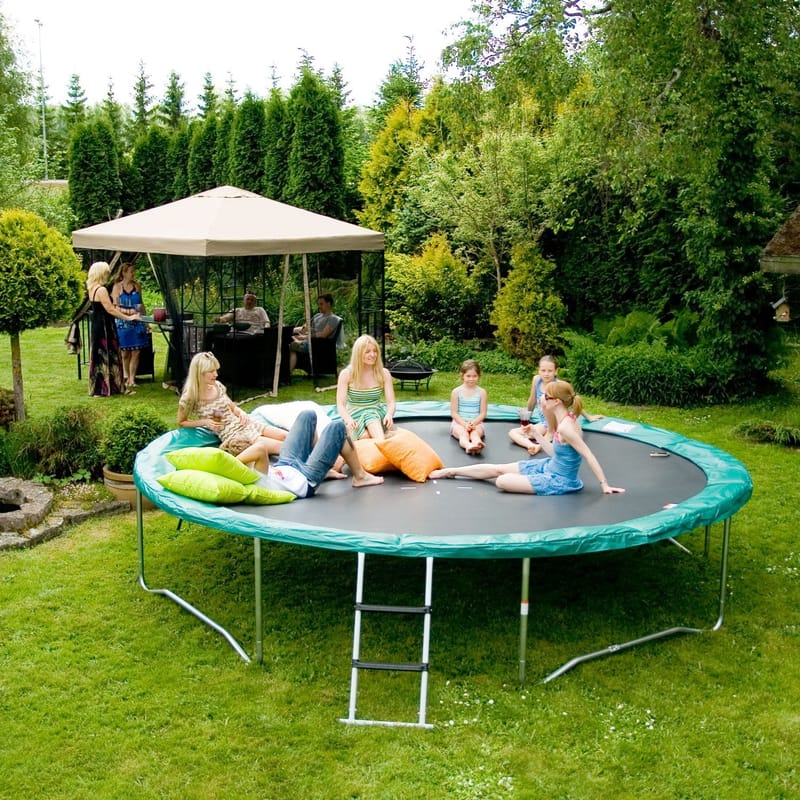 Studsmatta med skyddskant 426 cm - grön kantskydd, svart hoppmatta - Sport & fritid - Lek & sport - Lekredskap & utelek
