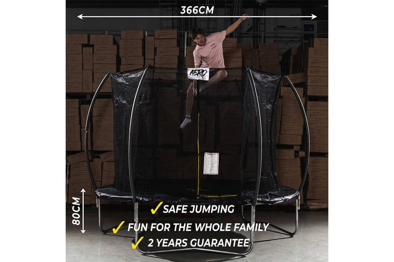 React Aero Studsmatta med Skyddsnät 3,66 m - Svart - Sport & fritid - Lek & sport - Lekredskap & utelek