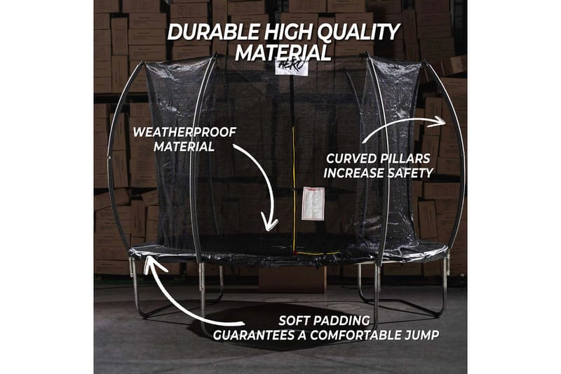 React Aero Studsmatta med Skyddsnät 4,27 m - Svart - Studsmatta