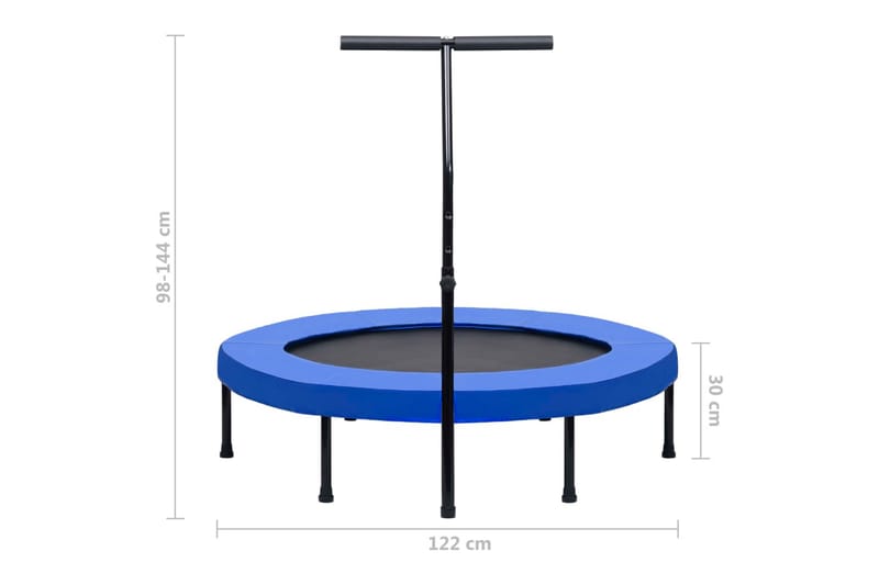 Studsmatta med handtag och säkerhetsskydd 122 cm - Svart - Studsmatta