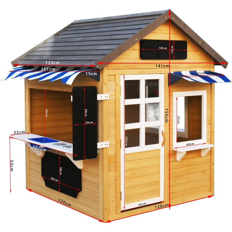 Lekstuga i trä 1,5m² med kök/café | Komplett byggsats - Sport & fritid - Lek & sport - Lekstuga