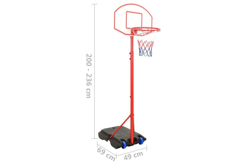 Flyttbar basketkorg justerbar 200-236 cm - Flerfärgad - Utomhusspel