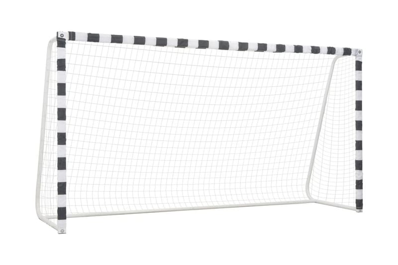 Fotbollsmål 300x160x90 cm metall svart och vit - Vit - Utomhusspel