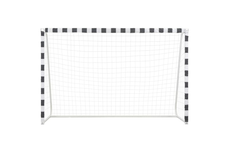 Fotbollsmål 300x200x90 cm metall svart och vit - Vit - Utomhusspel