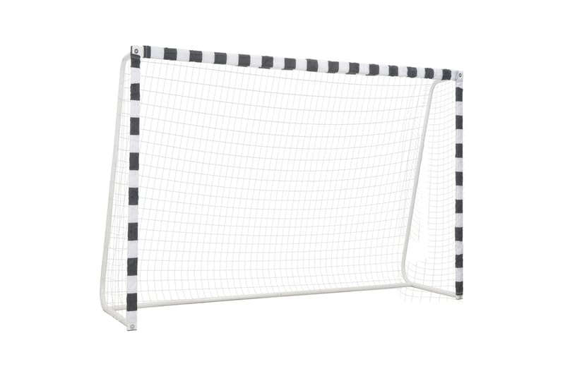 Fotbollsmål 300x200x90 cm metall svart och vit - Vit - Utomhusspel