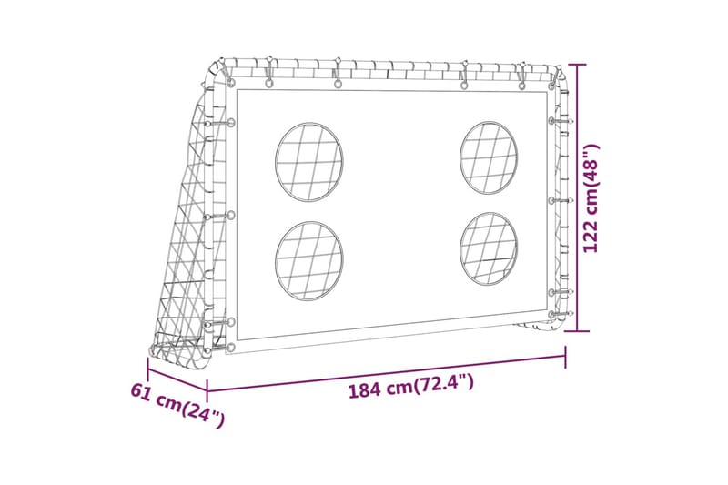 Fotbollsmål för träning stål 184x61x122 cm - Svart - Sport & fritid - Lek & sport - Utomhusspel