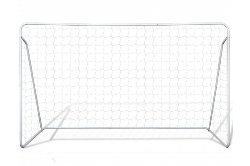 Fotbollsmål i stål med nät 240x90x150 cm - Vit - Utomhusspel